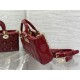 LADY D-JOY BAG MEDIUM Patent Cannage Calfskin Red High