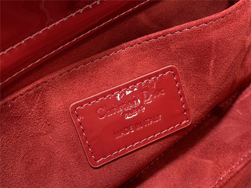 LADY D-JOY BAG MEDIUM Patent Cannage Calfskin Red High