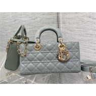 LADY D-JOY BAG MEDIUM Patent Cannage Calfskin Grey High