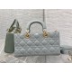 LADY D-JOY BAG MEDIUM Patent Cannage Calfskin Grey High