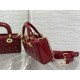 LADY D-JOY BAG SMALL Patent Cannage Calfskin Red High