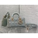 LADY D-JOY BAG SMALL Patent Cannage Calfskin Grey High