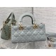 LADY D-JOY BAG SMALL Patent Cannage Calfskin Grey High