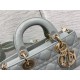 LADY D-JOY BAG SMALL Patent Cannage Calfskin Grey High