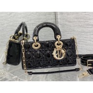 LADY D-JOY BAG SMALL Patent Cannage Calfskin Black High