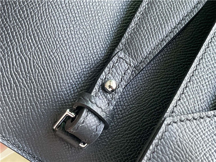 Hermes Kelly Depeches 25 Pouch Epsom Leather Black High