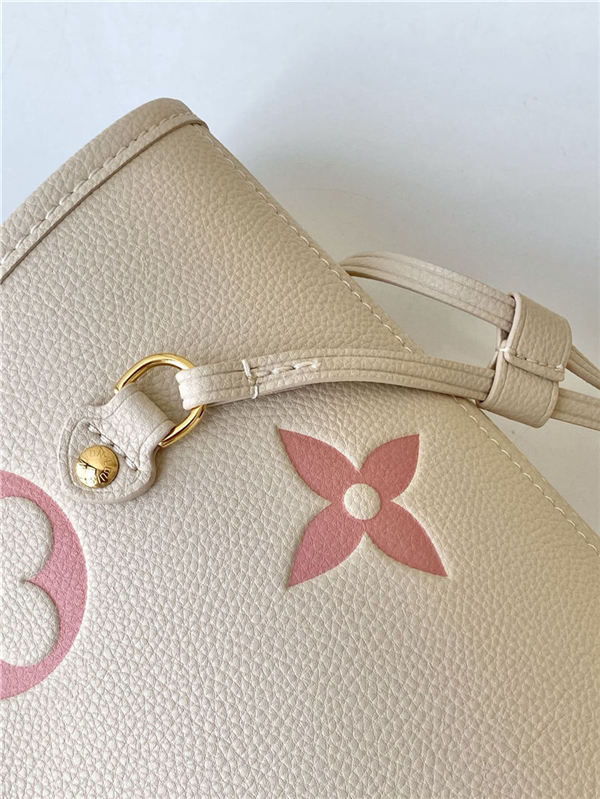 Louis Vuitton NEVERFULL MM Monogram Empreinte Crème Beige / Rose Trianon Pink M21579 High