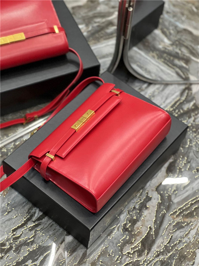 MANHATTAN SHOULDER BAG IN BOX SAINT LAURENT LEATHER Red High