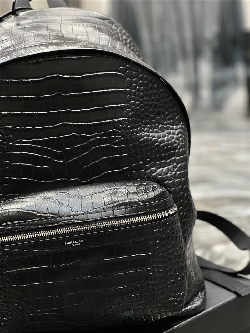 YSL CITY BACKPACK IN CROCODILE-EMBOSSED LEATHER High