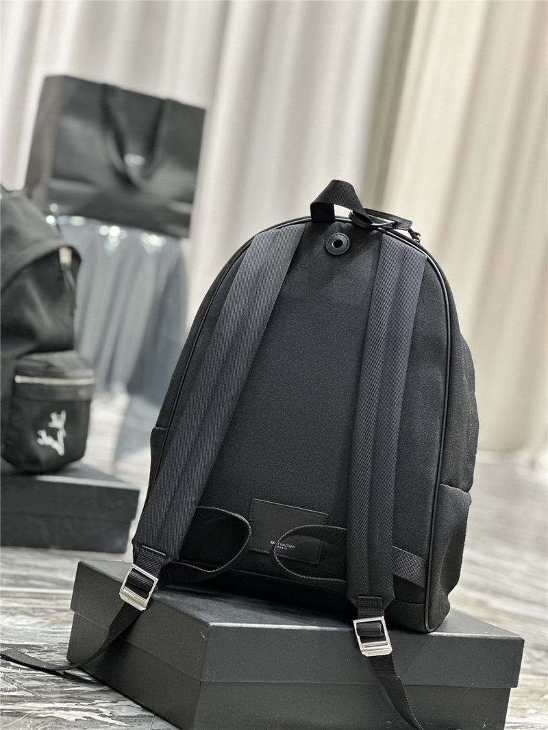 YSL CITY BACKPACK IN CANVAS, NYLON AND LEATHER High