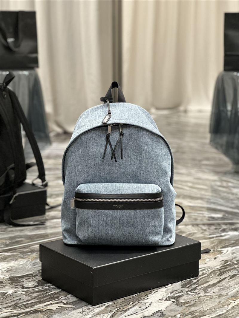 YSL CITY BACKPACK IN CANVAS, NYLON AND LEATHER High