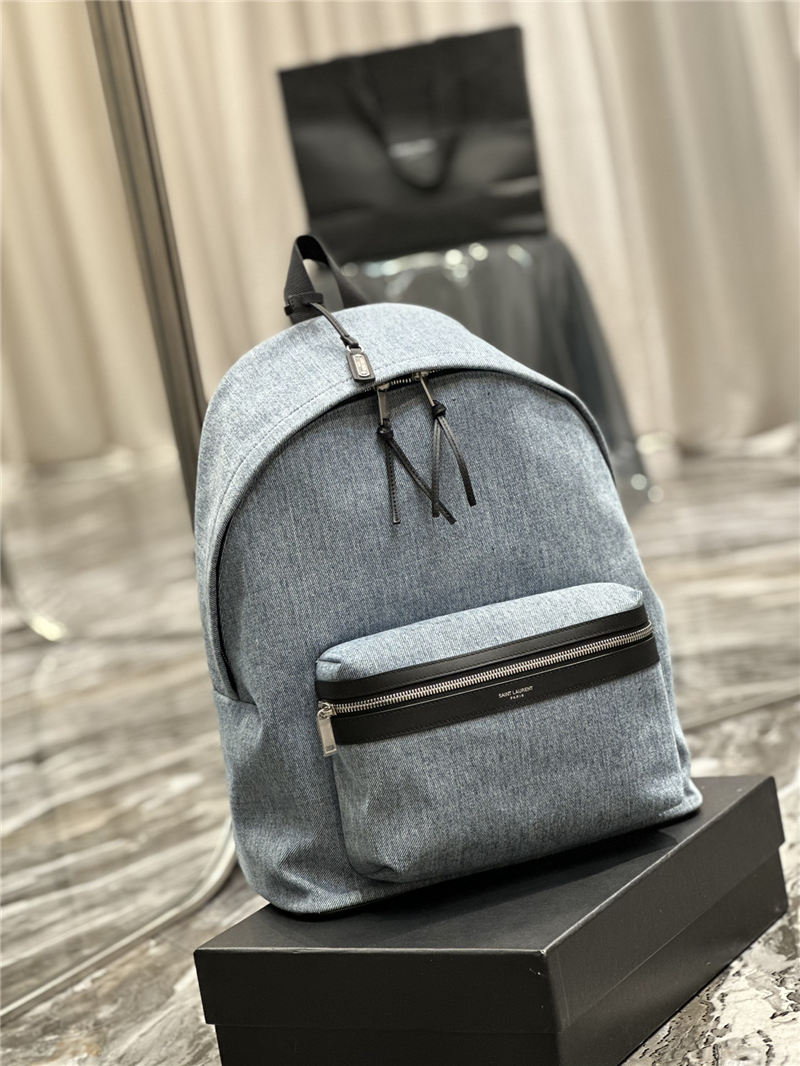 YSL CITY BACKPACK IN CANVAS, NYLON AND LEATHER High