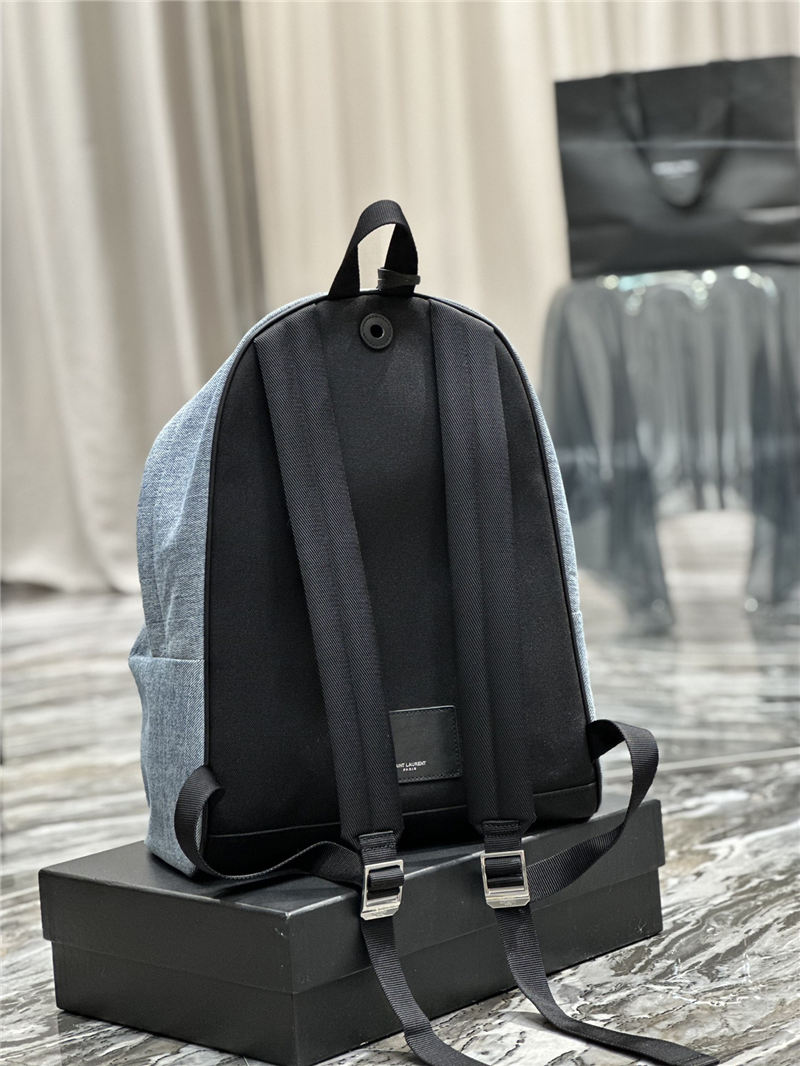 YSL CITY BACKPACK IN CANVAS, NYLON AND LEATHER High