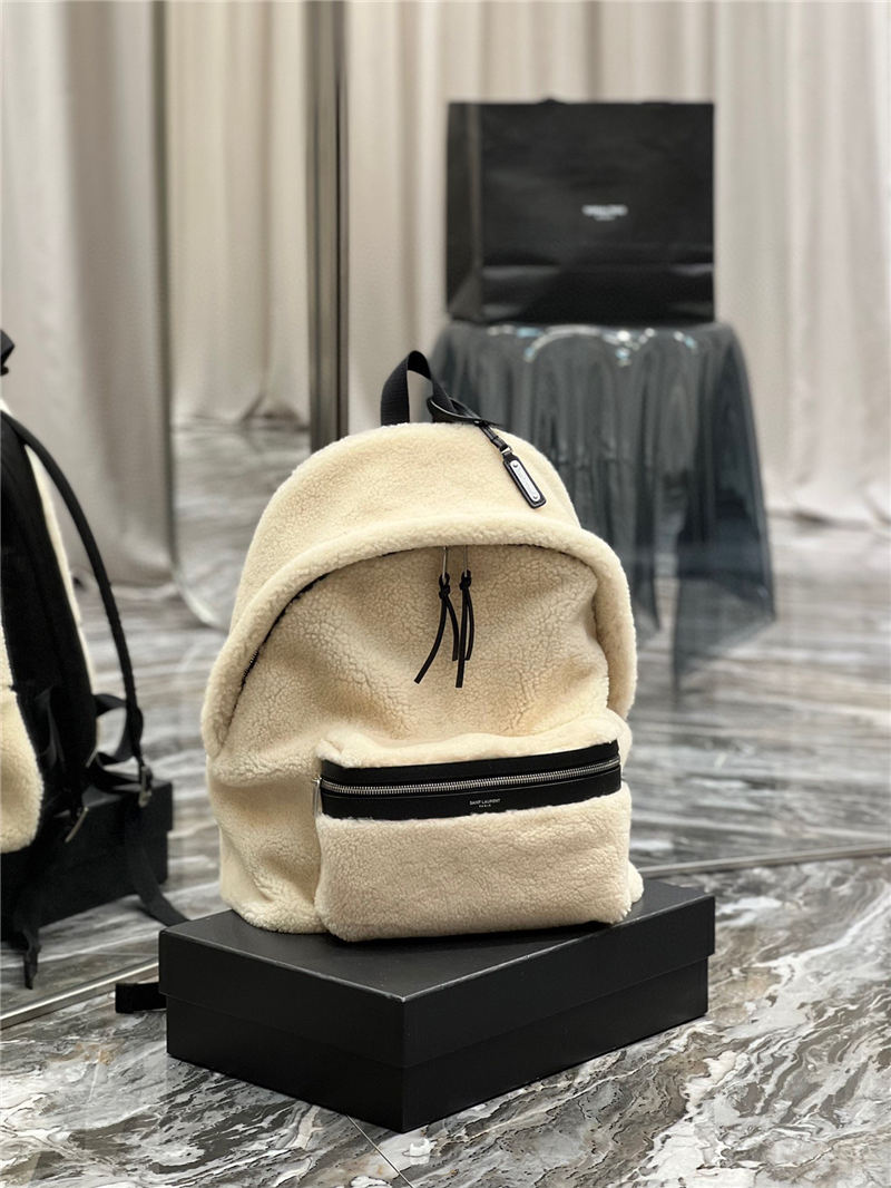 YSL CITY BACKPACK IN SHEARLING High