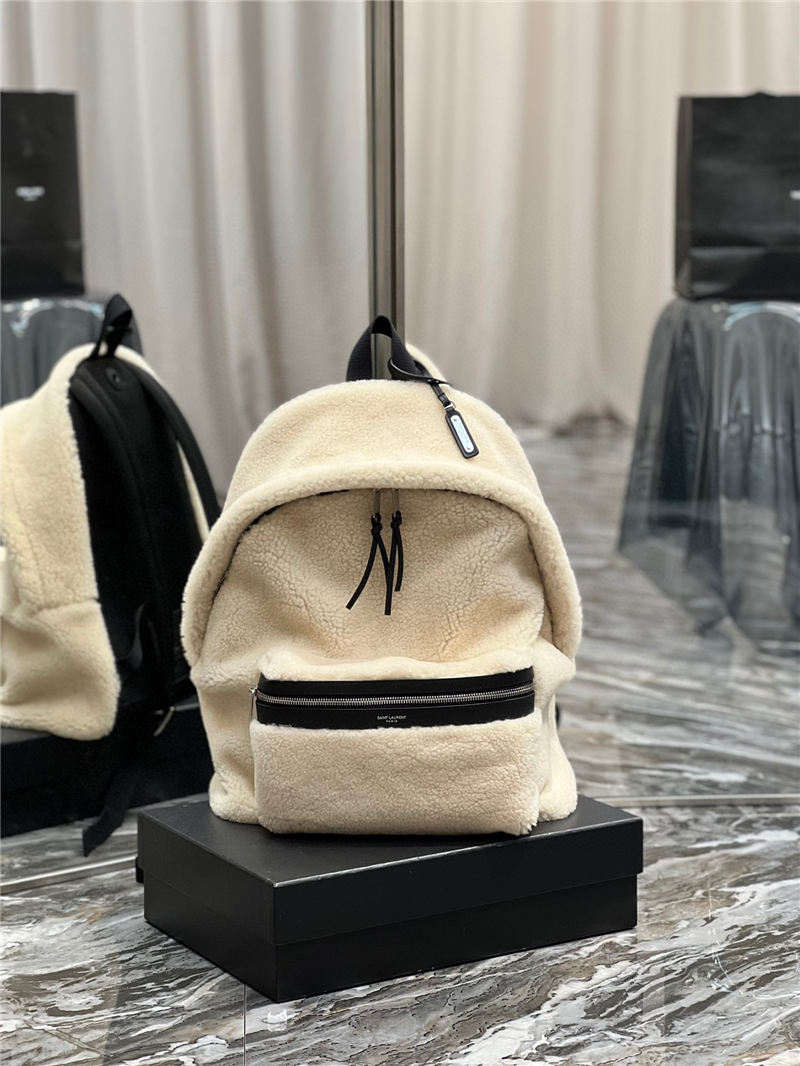 YSL CITY BACKPACK IN SHEARLING High