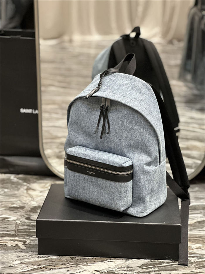 YSL CITY SMALL BACKPACK IN CANVAS, NYLON AND LEATHER High