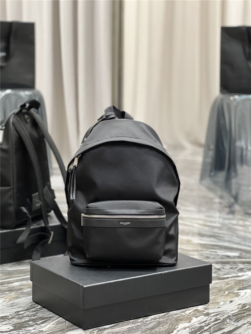 YSL CITY SMALL BACKPACK IN CANVAS, NYLON AND LEATHER High