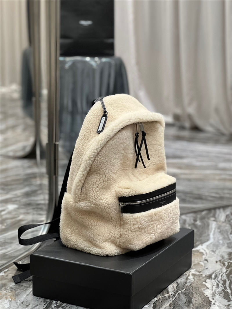 YSL CITY SMALL BACKPACK IN SHEARLING High