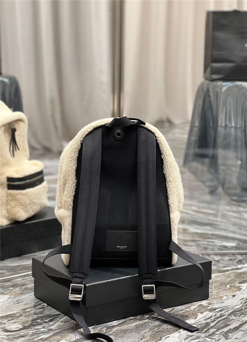 YSL CITY SMALL BACKPACK IN SHEARLING High