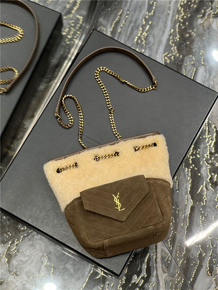 YSL JOE MINI BACKPACK IN Lambskin Suede and Shearling High