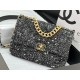 Large Chanel 19 Flap Bag Tweed Gold-Tone Grey High