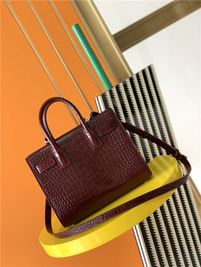 CLASSIC SAC DE JOUR NANO IN Crocodile Burgundy High