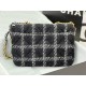 Large Chanel 19 Flap Bag Tweed Gold-Tone Black-Grey High