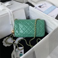 Mini FLAP BAG Lambskin Gold-Metal AS1787 Green A