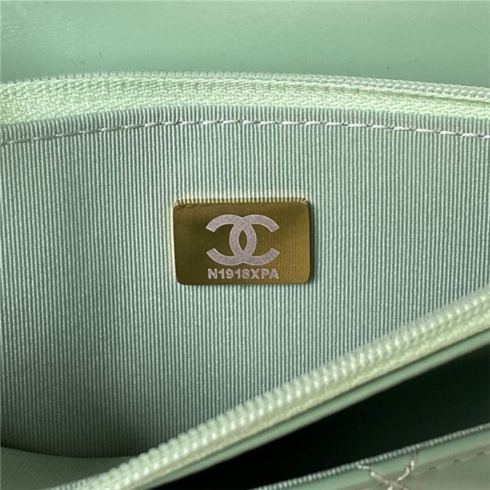 Chanel FLAP BAG WITH TOP HANDLE AP3240 Calfskin & Gold-Tone Metal Green A