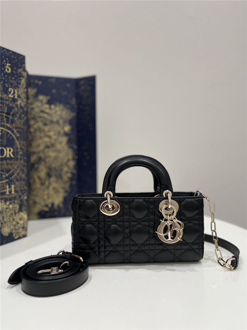 LADY D-JOY BAG SMALL Cannage Lambskin Black High