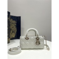 LADY D-JOY BAG SMALL Cannage Lambskin White High