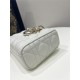 LADY D-JOY BAG SMALL Cannage Lambskin White High