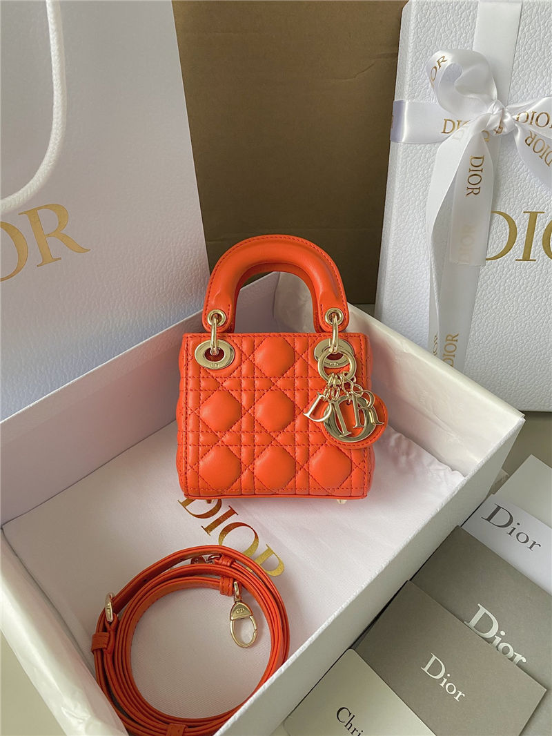 MICRO LADY Dior BAG Cannage Lambskin Orange Top