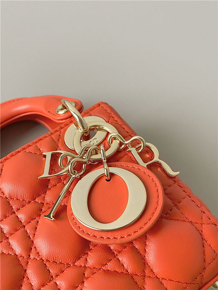 MICRO LADY Dior BAG Cannage Lambskin Orange Top