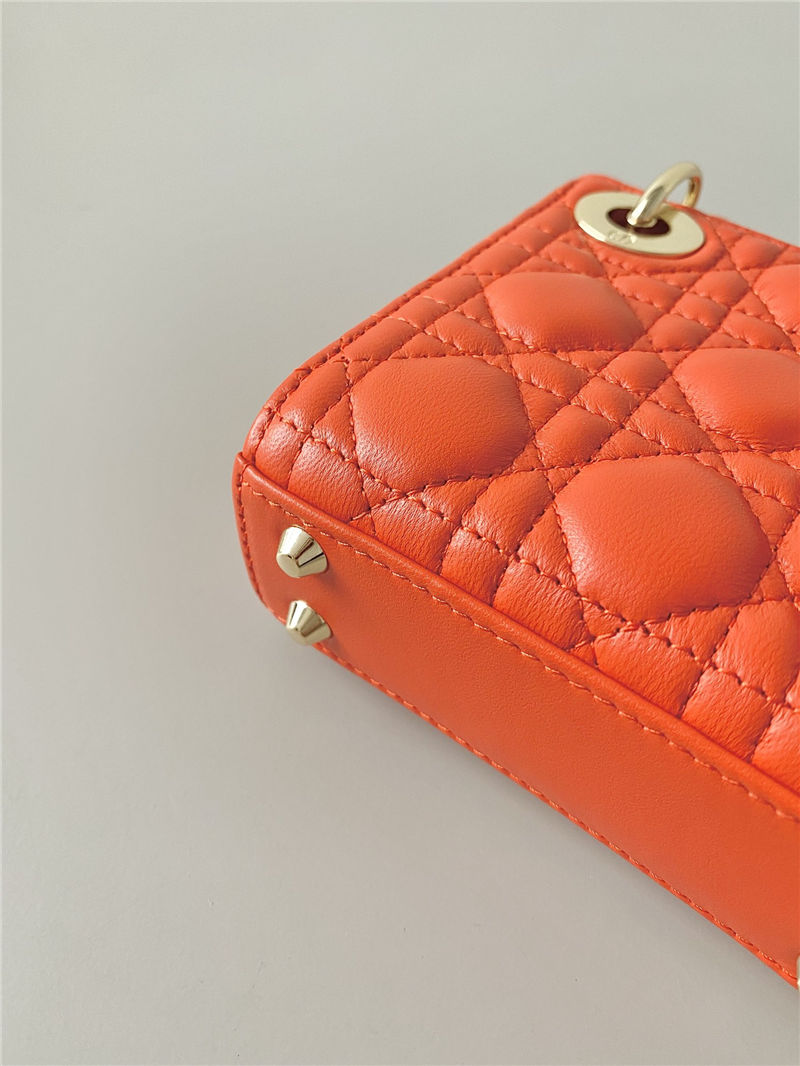 MICRO LADY Dior BAG Cannage Lambskin Orange Top