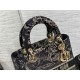 MEDIUM LADY D-LITE BAG Dior Jardin d'Hiver Embroidered Cotton with Velvet and Metallic Thread Black High