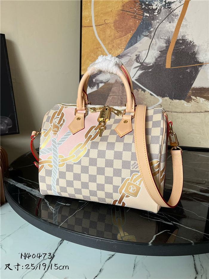 Louis Vuitton Speedy Bandoulière 25 Bag Damier Azur N40473 High