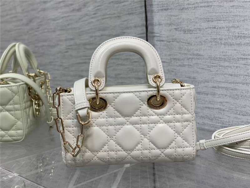 LADY D-JOY BAG MICRO Cannage Lambskin Latte High