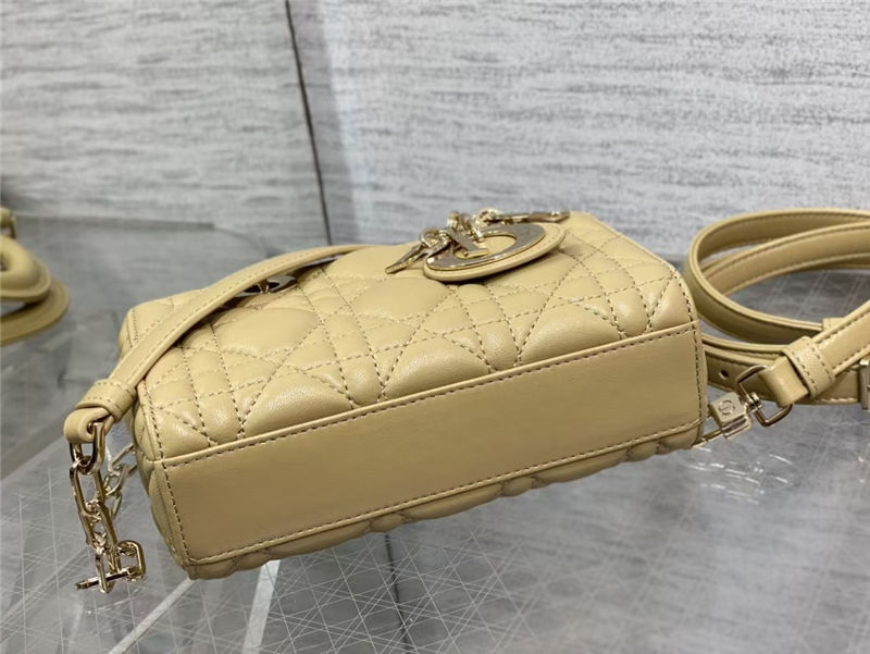 LADY D-JOY BAG MICRO Cannage Lambskin Beige High