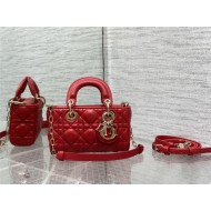 LADY D-JOY BAG MICRO Cannage Lambskin Red High