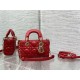 LADY D-JOY BAG MICRO Cannage Lambskin Red High