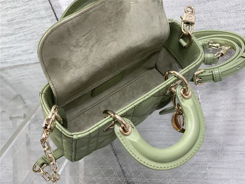 LADY D-JOY BAG MICRO Cannage Lambskin Green High