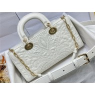 LADY D-JOY BAG MEDIUM Quilted-Effect Lambskin with Ornamental Motif High