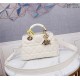 LADY 95.22 SMALL BAG Cannage Calfskin White High