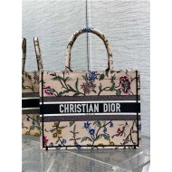 MEDIUM Dior BOOK TOTE Dior Petites Fleurs Embroidery Natural High