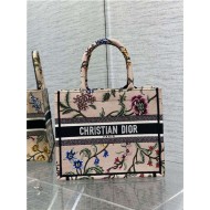 SMALL Dior BOOK TOTE Dior Petites Fleurs Embroidery Natural High