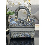 MEDIUM LADY D-LITE BAG Dior Jardin Magique Embroidery Denim High