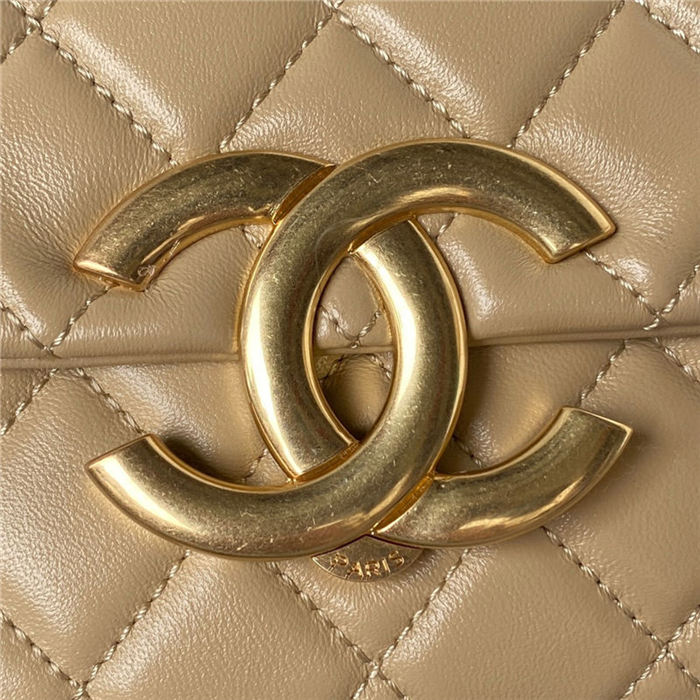 Chanel FLAP BAG Shiny Lambskin & Gold-Tone Metal AP3855 Beige A