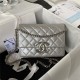 Chanel FLAP BAG Shiny Lambskin & Silver-Tone Metal AP3855 Silver A