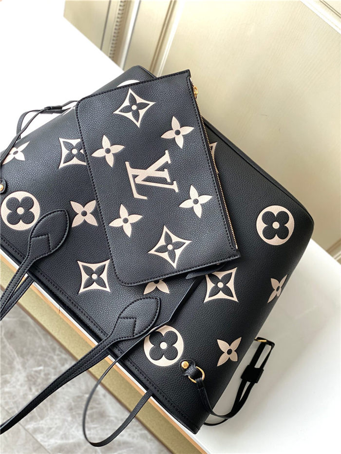 Louis Vuitton NEVERFULL MM Monogram Empreinte Black/Beige M58907 High